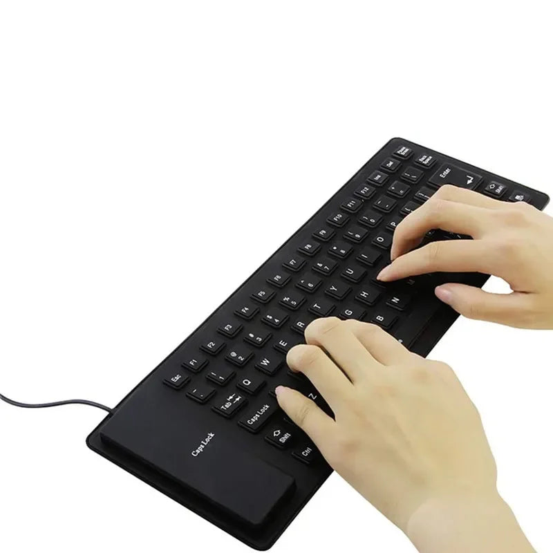 85/109Keys Foldable Silicone Keyboard USB Wired Silent Key Waterproof Dustproof Rollup Soft Touch Keyboard for Notebook Laptop
