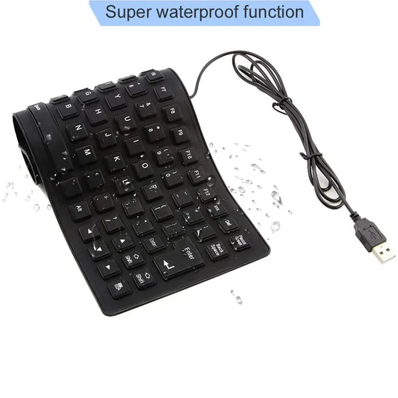 85/109Keys Foldable Silicone Keyboard USB Wired Silent Key Waterproof Dustproof Rollup Soft Touch Keyboard for Notebook Laptop