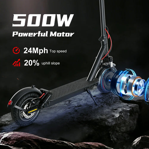 Mankeel 24Mph Dual Suspension E-Scooter - 500Max Power, 10"Tire, 24 Miles Long Range, Dual Brakes, Easy Folding Commute E-Scooter