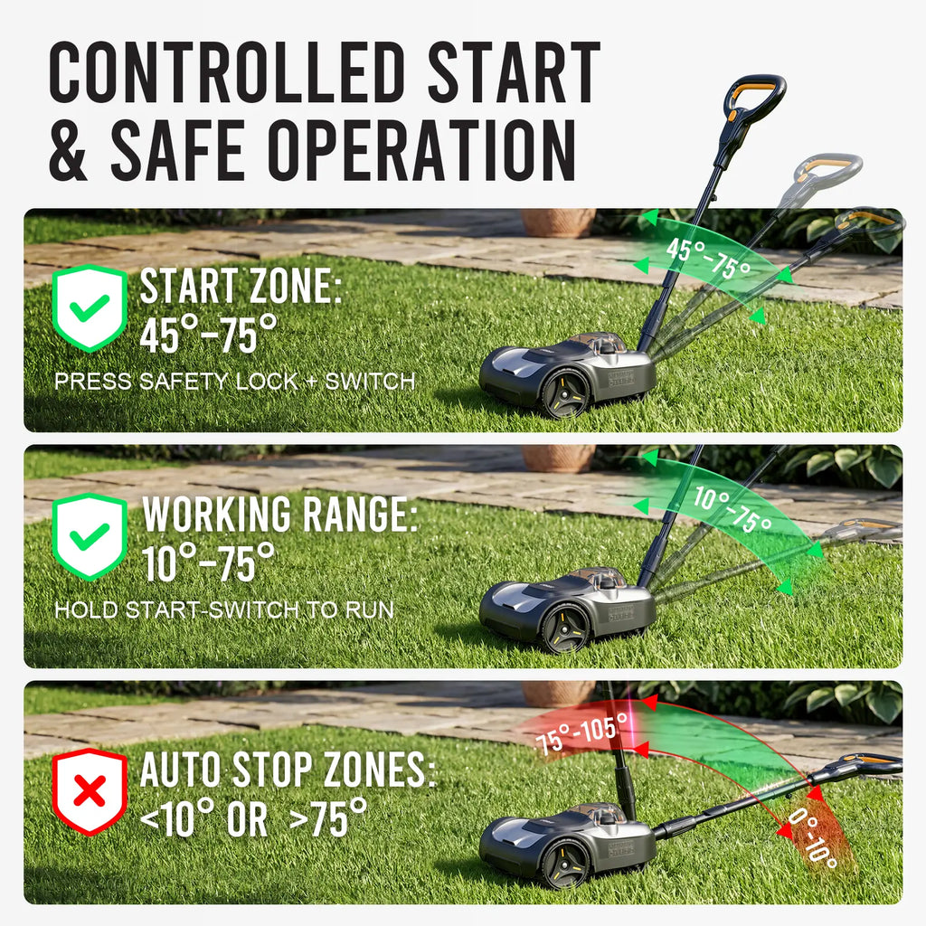 DOVAMAN 9'' Cordless Lawn Mower W/6000Rpm Brushless Motor, Lightweight Compact Lawn Mower W/3-Position Height Adjustment, Safe Tilt 10°–75°, Ideal for Small Yards & Tight Spaces,#Summervibes