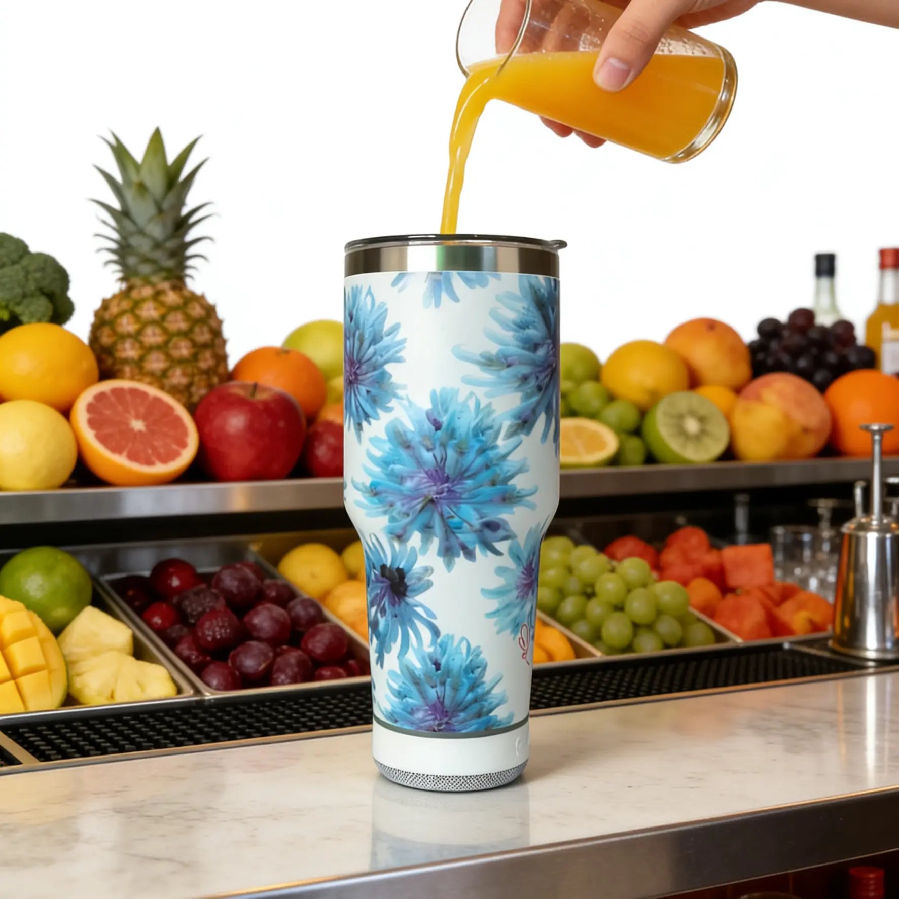 30 Oz Insulated Cup with Bluetooth-Compatible Compatible Speaker, 900ML Thermal Mug, Insulated Tumbler Mug, Detachable Rechargeable Speaker for Hot and Cold Drinks, Insulated Leakproof