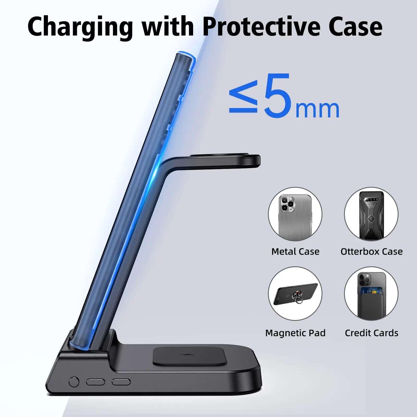 4-In-1 Wireless Charging Stand for Apple/Samsung/Google — Portable, with Dimmable Clock; Fast-Charges Phones, Smartwatches, and Earbuds. Ideal for Desks, Bedside Tables, and Travel (ELECDOV C01)#Summervibes