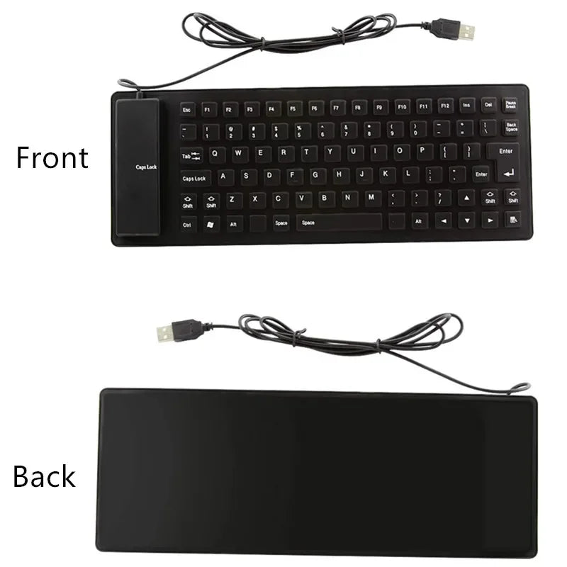 85/109Keys Foldable Silicone Keyboard USB Wired Silent Key Waterproof Dustproof Rollup Soft Touch Keyboard for Notebook Laptop