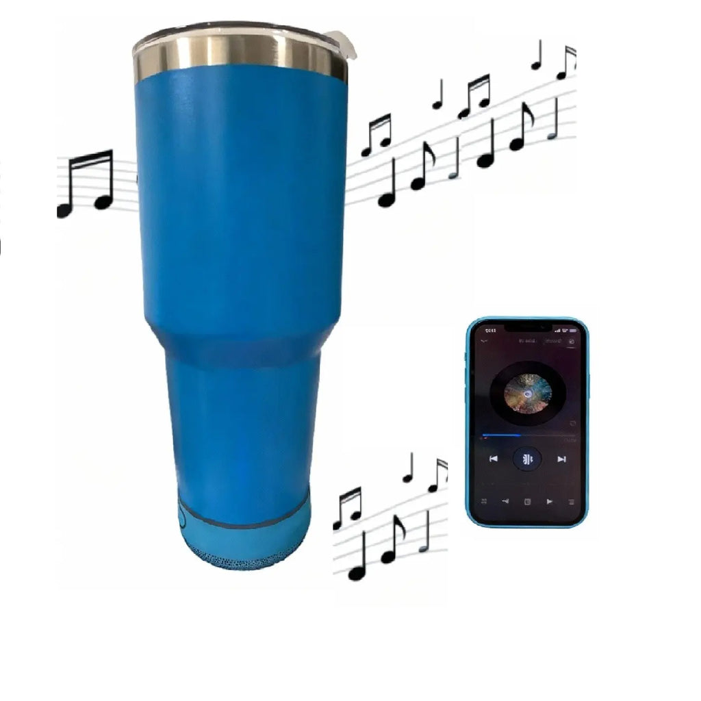 30 Oz Insulated Cup with Bluetooth-Compatible Compatible Speaker, 900ML Thermal Mug, Insulated Tumbler Mug, Detachable Rechargeable Speaker for Hot and Cold Drinks, Insulated Leakproof