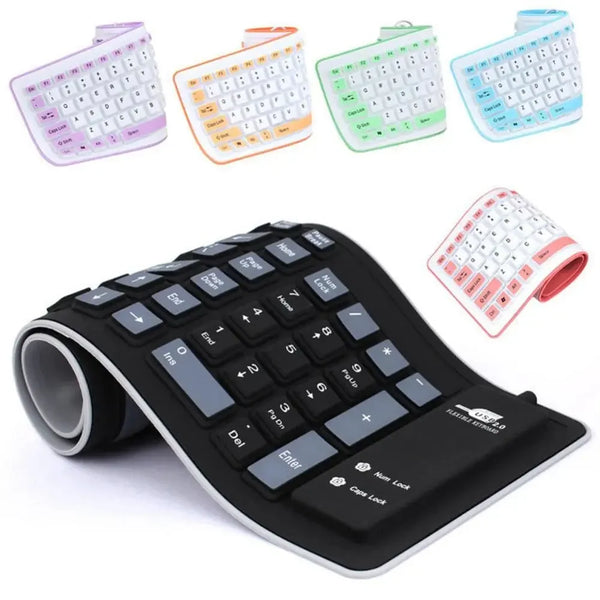 Portable Roll-Up Silent Silicone USB Keyboard